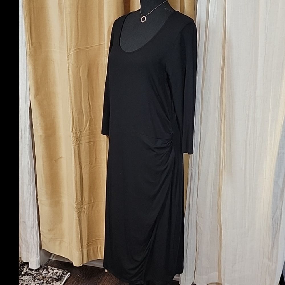 Pure Collection Black Ruched Jersey Knit Dress - Picture 8 of 16